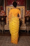 Shop_Geroo Jaipur_Yellow Saree Chiffon Hand Embroidered Gota Ombre With Unstitched Blouse Piece _at_Aza_Fashions