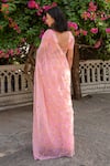 Shop_Geroo Jaipur_Pink Saree Chiffon Hand Embroidered Gota Patti With Unstitched Blouse Piece _at_Aza_Fashions