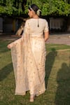 Shop_Geroo Jaipur_Beige Saree Chiffon Hand Embroidered Gota Patti With Unstitched Blouse Piece _at_Aza_Fashions