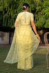 Shop_Geroo Jaipur_Green Saree Chiffon Hand Embroidered Mughal With Unstitched Blouse Piece _at_Aza_Fashions