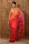 Buy_Geroo Jaipur_Multi Color Saree Chiffon Hand Ombre With Unstitched Blouse Piece _at_Aza_Fashions