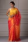 Buy_Geroo Jaipur_Yellow Kota Doria Embroidery, Jaal Saree With Unstitched Blouse Piece _at_Aza_Fashions