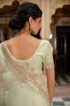 Shop_Geroo Jaipur_Green Organza Hand Embroidered And Gota Work Saree With Unstitched Blouse Piece _at_Aza_Fashions