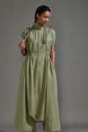 Buy_MATI_Green Cotton High Neck Collared Jumpsuit _Online_at_Aza_Fashions