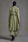 Shop_MATI_Green Cotton Collared Oversized Trench Jacket With Belt _at_Aza_Fashions