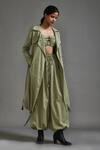 MATI_Green Cotton Collared Oversized Trench Jacket With Belt _Online_at_Aza_Fashions