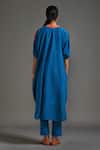 Shop_Mati_Orange Cotton Round Neck Color Blocked Asymmetric Tunic And Pant Set _at_Aza_Fashions