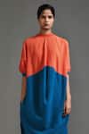 Buy_Mati_Orange Cotton Round Neck Color Blocked Asymmetric Tunic And Pant Set _Online_at_Aza_Fashions