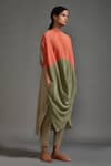 Shop_MATI_Orange Cotton Plain High Round Color Blocked Cowl Tunic _Online_at_Aza_Fashions