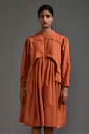 Buy_MATI_Orange Cotton Plain High Round Midi Dress _Online_at_Aza_Fashions