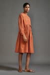 Shop_MATI_Orange Cotton Plain High Round Midi Dress _Online_at_Aza_Fashions