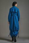 Shop_Mati_Blue Cotton Collared Safari Lapel Trench Jacket _at_Aza_Fashions