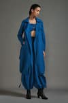 Shop_Mati_Blue Cotton Collared Safari Lapel Trench Jacket _Online_at_Aza_Fashions