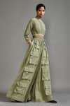 Buy_MATI_Green Cotton Plain Safari Pocket Cargo Maxi Skirt _at_Aza_Fashions