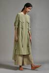 Buy_MATI_Green Cotton Plain Boat Neck Safari Pocket Asymmetric Tunic _at_Aza_Fashions