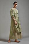 Buy_MATI_Green Cotton Plain Boat Neck Safari Pocket Asymmetric Tunic _Online_at_Aza_Fashions