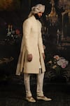 Shop_Punit Arora_Ivory Silk Woven Herringbone Sherwani With Kurta Set _at_Aza_Fashions