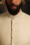 Punit Arora_Ivory Silk Woven Herringbone Sherwani With Kurta Set _Online_at_Aza_Fashions