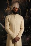 Buy_Punit Arora_Ivory Silk Woven Herringbone Sherwani With Kurta Set _Online_at_Aza_Fashions