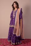 Buy_Surabhi Arya_Purple Kurta And Sharara Silk Chanderi Embroidery Gota Patti Round Set _Online_at_Aza_Fashions