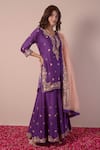 Shop_Surabhi Arya_Purple Kurta And Sharara Silk Chanderi Embroidery Gota Patti Round Set _Online_at_Aza_Fashions