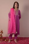 Buy_Surabhi Arya_Purple Kurta And Palazzo Georgette Embroidery Gota Patti Notched Set _at_Aza_Fashions