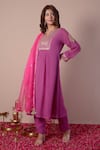 Surabhi Arya_Purple Kurta And Palazzo Georgette Embroidery Gota Patti Notched Set _at_Aza_Fashions