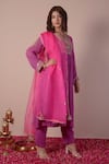 Buy_Surabhi Arya_Purple Kurta And Palazzo Georgette Embroidery Gota Patti Notched Set 