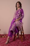 Surabhi Arya_Purple Kurta And Pant Pure Silk Embroidery Zari Floral Jaal Set For Women_at_Aza_Fashions