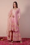 Surabhi Arya_Pink Kurta And Sharara Bamberg Silk Embroidery Gota Round Ombre Set _Online_at_Aza_Fashions