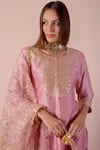 Surabhi Arya_Pink Kurta And Sharara Bamberg Silk Embroidery Gota Round Ombre Set _at_Aza_Fashions