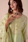 Surabhi Arya_Green Bamboo, Organza Gota Patti Round Neck Work Kurta Sharara Set _at_Aza_Fashions