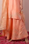 Buy_Surabhi Arya_Peach Kurta And Sharara Bamberg Silk Embroidery Gota Round Set _Online_at_Aza_Fashions