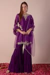 Buy_Surabhi Arya_Purple Silk, Georgette, Organza Sequins, Beads, Cut Work, Embroidery Kurta Set _at_Aza_Fashions