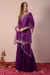 Buy_Surabhi Arya_Purple Silk, Georgette, Organza Sequins, Beads, Cut Work, Embroidery Kurta Set _Online_at_Aza_Fashions