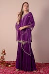 Shop_Surabhi Arya_Purple Silk, Georgette, Organza Sequins, Beads, Cut Work, Embroidery Kurta Set _Online_at_Aza_Fashions