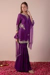 Surabhi Arya_Purple Silk, Georgette, Organza Sequins, Beads, Cut Work, Embroidery Kurta Set _at_Aza_Fashions