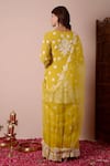 Shop_Surabhi Arya_Yellow Kurta Silk Chanderi Embroidery Dori Scallop V Neck Gharara Set_at_Aza_Fashions