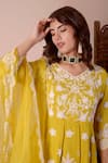 Surabhi Arya_Yellow Kurta Silk Chanderi Embroidery Dori Scallop V Neck Gharara Set_Online_at_Aza_Fashions