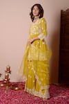 Shop_Surabhi Arya_Yellow Kurta Silk Chanderi Embroidery Dori Scallop V Neck Gharara Set_Online_at_Aza_Fashions