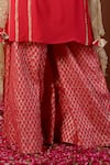 Shop_Surabhi Arya_Red Kurta Georgette Embroidery Zari Notched Sharara Set _Online_at_Aza_Fashions