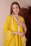 Surabhi Arya_Yellow Dupatta Organza Embroidery Dori V Neck Chanderi Kurta Set _at_Aza_Fashions