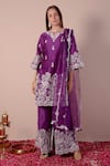 Buy_Surabhi Arya_Purple Kurta And Sharara Silk Chanderi Embroidery Zari Floral Patchwork Set _at_Aza_Fashions