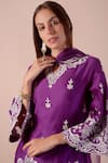 Surabhi Arya_Purple Kurta And Sharara Silk Chanderi Embroidery Zari Floral Patchwork Set _Online_at_Aza_Fashions