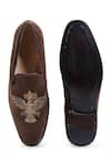 Shop_Asuka_Brown Embroidery Velvet Falcon Shoes _at_Aza_Fashions