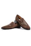 Shop_Asuka_Brown Embroidery Velvet Falcon Shoes _Online_at_Aza_Fashions