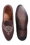 Shop_Asuka_Brown Embroidery Dabka And Cutdana Shoes _at_Aza_Fashions