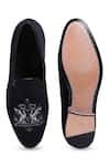 Shop_Asuka_Black Embroidery Swan Velvet Shoes _at_Aza_Fashions