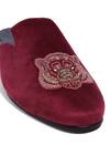 Buy_Asuka_Wine Embroidery Tiger Velvet Mules _Online_at_Aza_Fashions