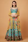 Buy_Siddhartha Bansal_Green Blouse Dupion Embroidery Sequins Fleur Carnival Lehenga Set  _at_Aza_Fashions